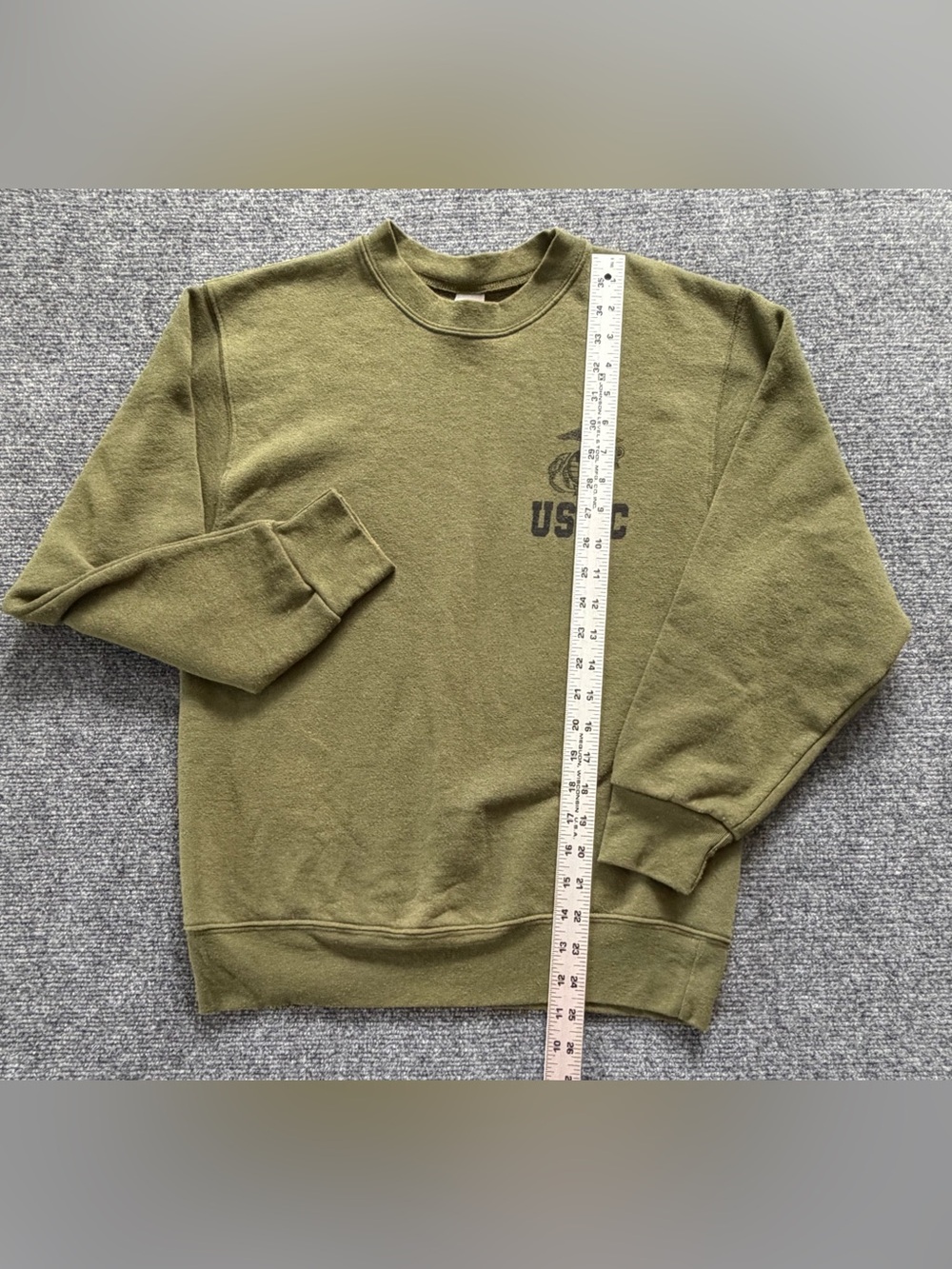 US Marine Corps Military Issue Sweatshirt Olive Green Small - Picture 2 of 8